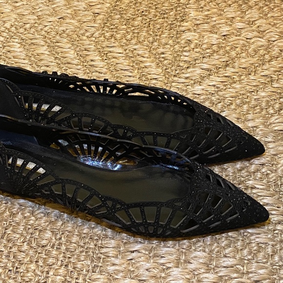 Brand  new Giorgio Armani Women's Black Rhinestone Embellished  Flats Size 38.5 - Picture 10 of 10